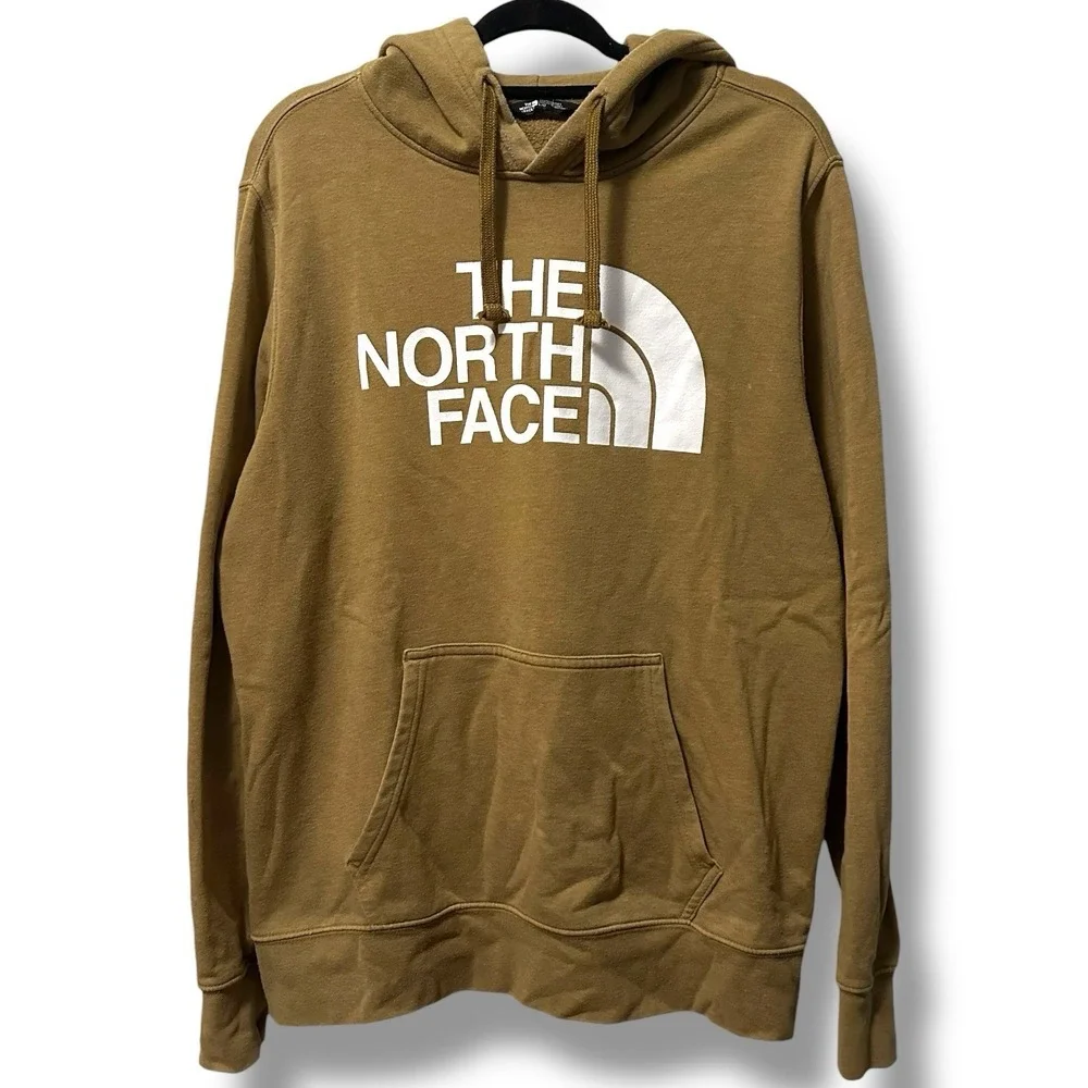 The North Face Olive Brown Half Dome Logo Pullover Hoodie Men's L Outdoor Casual